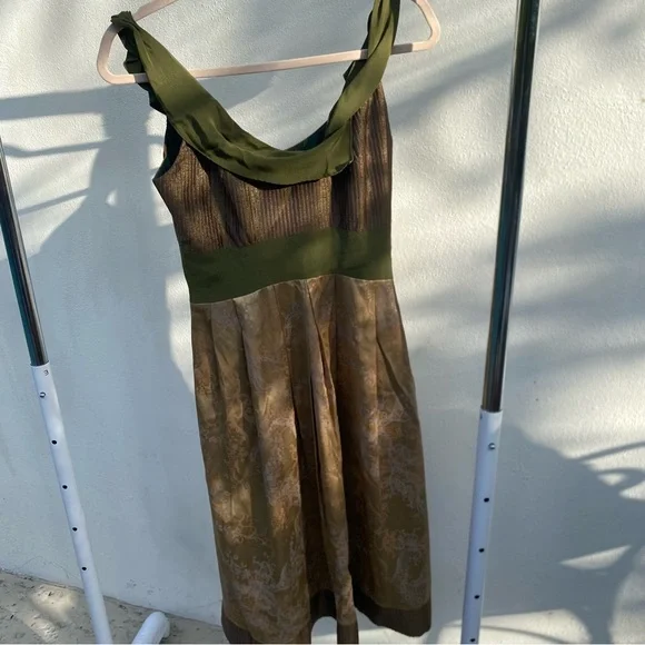 Tocca Green & Toffee Silk & Wool Fairy Dress Size 2 - Picture 2 of 11